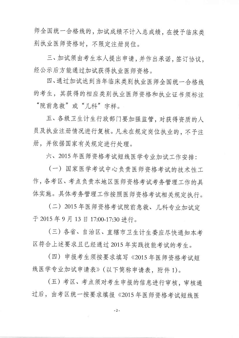 湖南湘潭市2015年临床执业医师考试短线医学专业加试内容通知