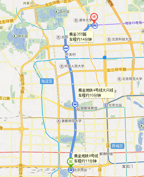 北京西站到北京林业大学