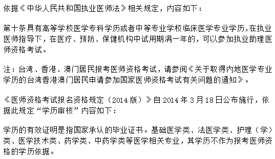 广东省2019年临床执业助理医师报名条件