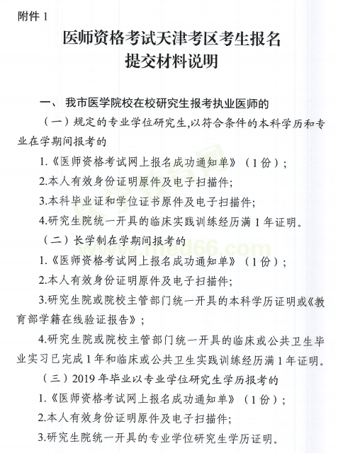 天津2020年临床执业医师考试报名需要提交什么材料