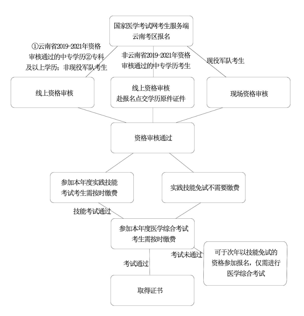 2022年云南省医师资格考试资格审核流程图表