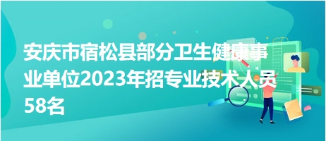 安庆市宿松县部分卫生健康事业单位2023年招专业技术人员58名