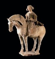 携带猞猁乘马外出的唐代少女（金乡县主墓）