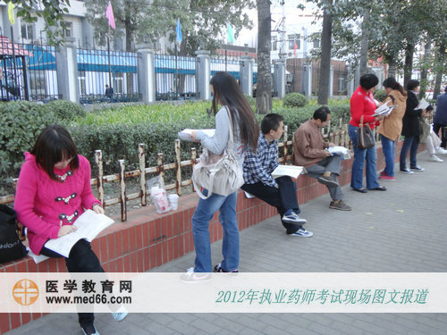 校园一角 执业药师考试考生备考中