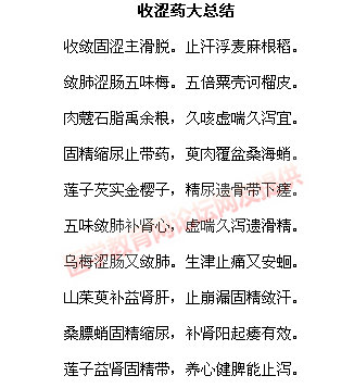 收涩药大总结