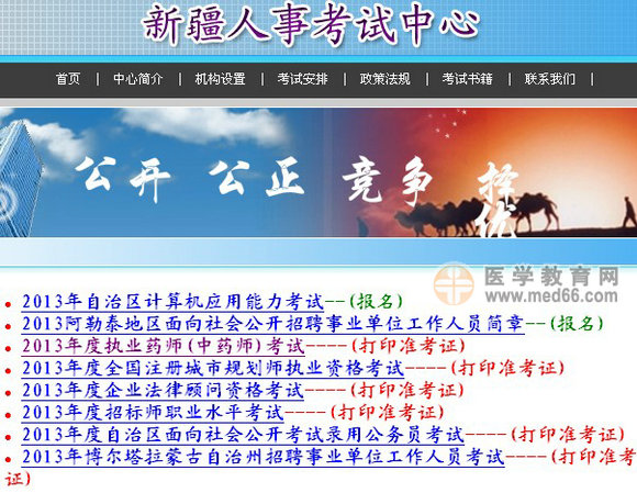 2013年新疆自治区省执业药师准考证打印入口