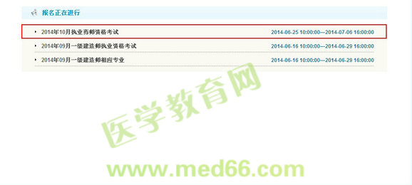 上海市2014执业药师考试报名入口