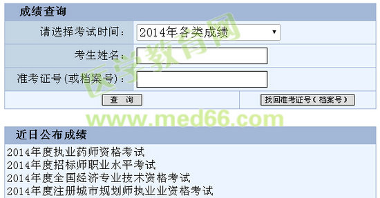 2014年重庆执业药师考试成绩查询入口开通
