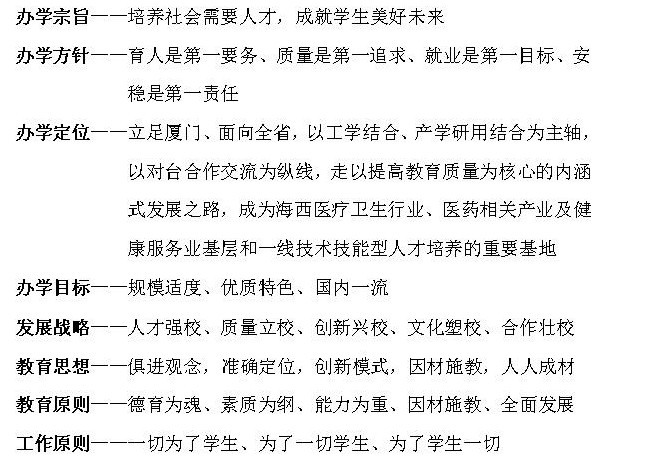 厦门医学高等专科学校办学理念