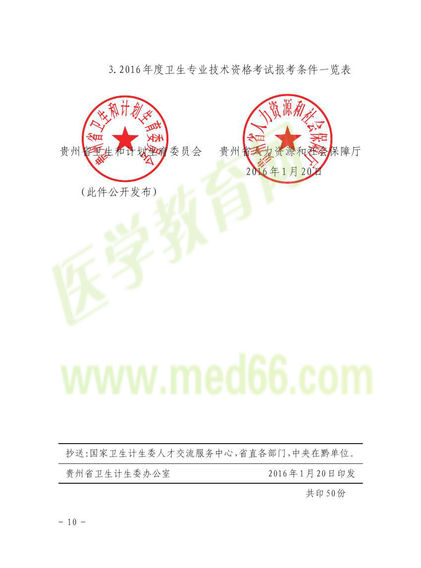 贵州省2016年卫生资格考试报名通知