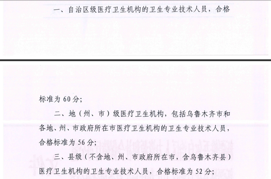新疆2016年卫生高级资格考试合格标准