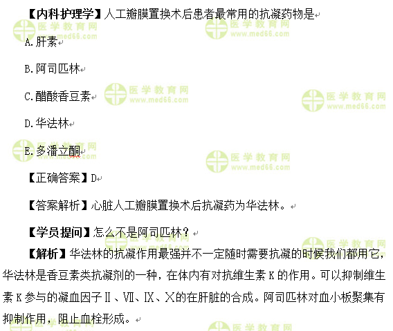 医学教育网中级主管护师:《答疑周刊》2017年第8期