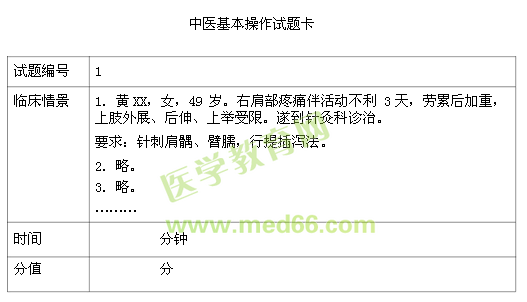 2017中医执业医师分阶段考试综合笔试和实践技能样题试题卡
