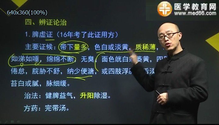 2017年中医执业/助理医师考试《中医妇科学》带下过多辨证论治