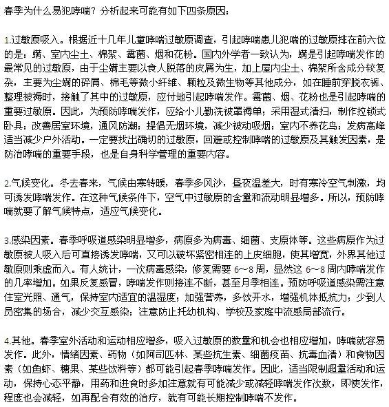 春季哮喘发病成因及治疗方法