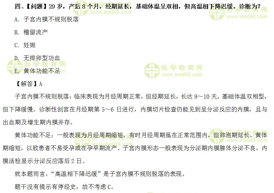 妇科主治医师考试：《答疑周刊》2017年第15期