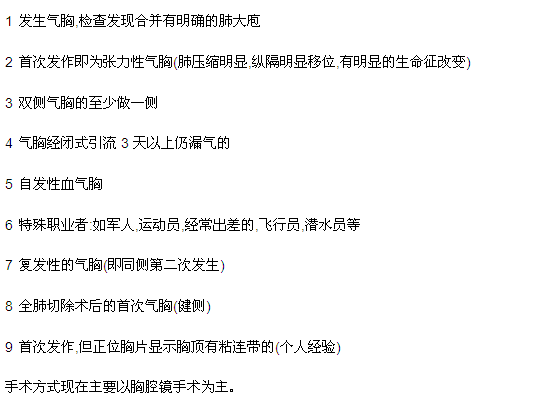 自发性气胸什么情况下需要手术治疗