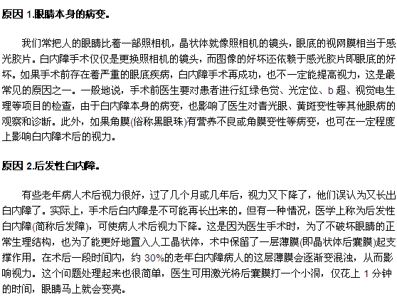 白内障手术后视力模糊这是为什么