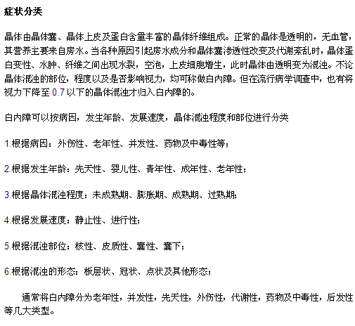 白内障的两种分类方法