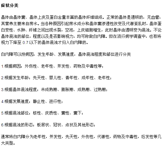 白内障分哪些种类