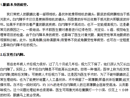 白内障手术后看不清是什么情况