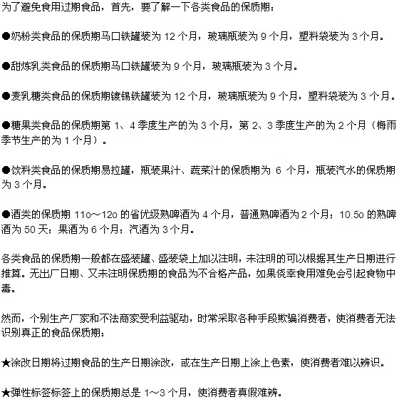 不食过期食品 以防食物中毒