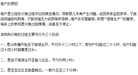 难产的原因以及分娩的过程