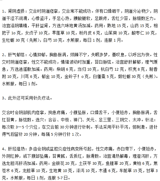 阴道痉挛的4大中医疗法分别是什么？