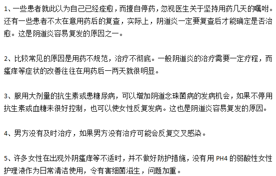 滴虫性阴道炎久治不愈且病情反复的原因有哪些？