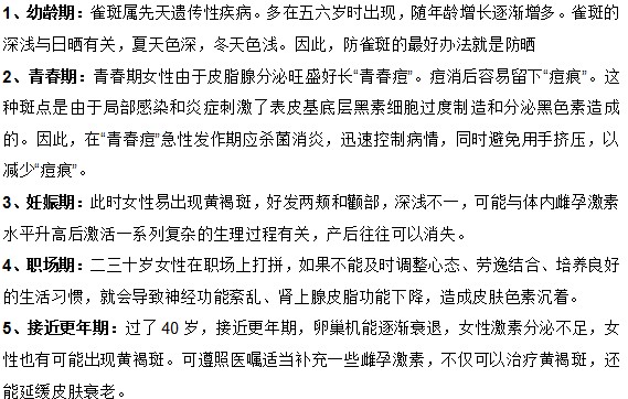 你知道女人容易生长雀斑的五大阶段都是什么吗？