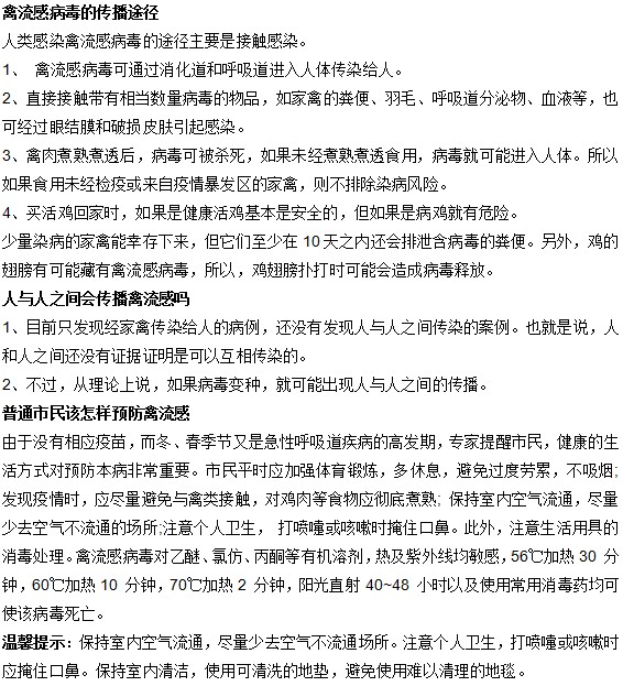 禽流感的传播途径与预防方法