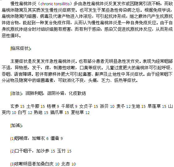 慢性扁桃体炎概述