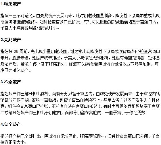 医学上关于流产的四种类型介绍