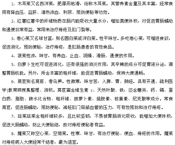 远离痔疮要多吃这八种蔬菜