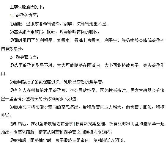 产后避孕失败的原因都有什么