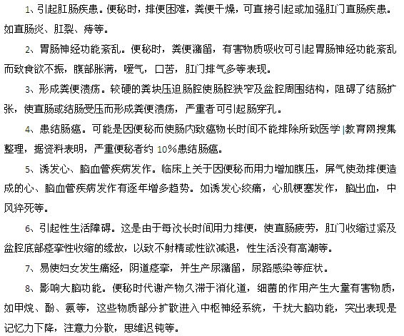 严重便秘会引发哪些疾病