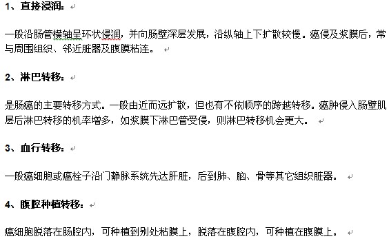 肠癌扩散的类型有哪些