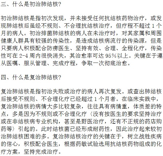 肺结核的治疗方案及其常用药物