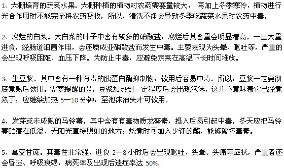 冬季容易导致食物中毒的五种食物