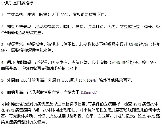 诊断小儿手足口病的六大指标