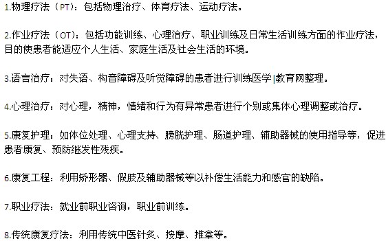 康复理疗师诊疗分类