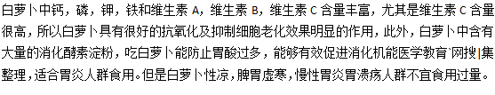 白萝卜对治疗胃炎作用明显