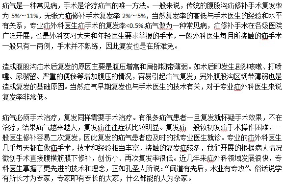 手术后疝气还会复发吗？复发后如何治疗？