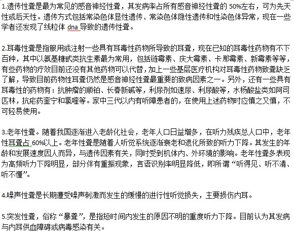 感音神经性聋都由哪些分型