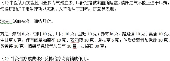 突发性耳聋中医药如何治疗