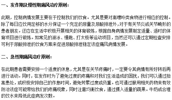 针对各个时期的痛风患者的治疗原则