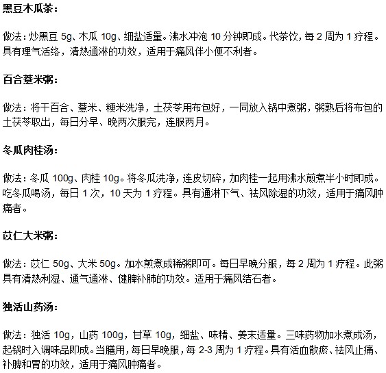 针对于不同临床表现痛风患者的食疗方法