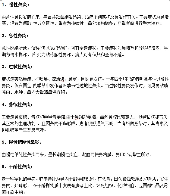 你知道吗？临床上鼻炎划分为6种