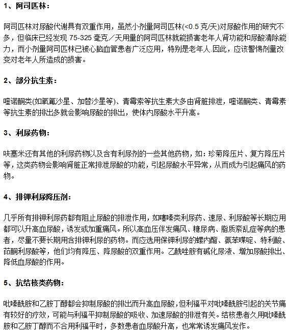 痛风患者要小心以下容易影响尿酸的药物