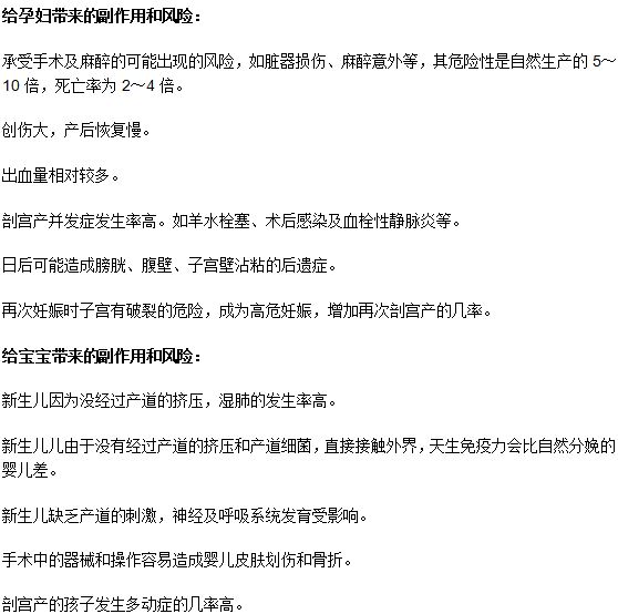 剖腹产手术给宝宝和妈妈会带来什么风险